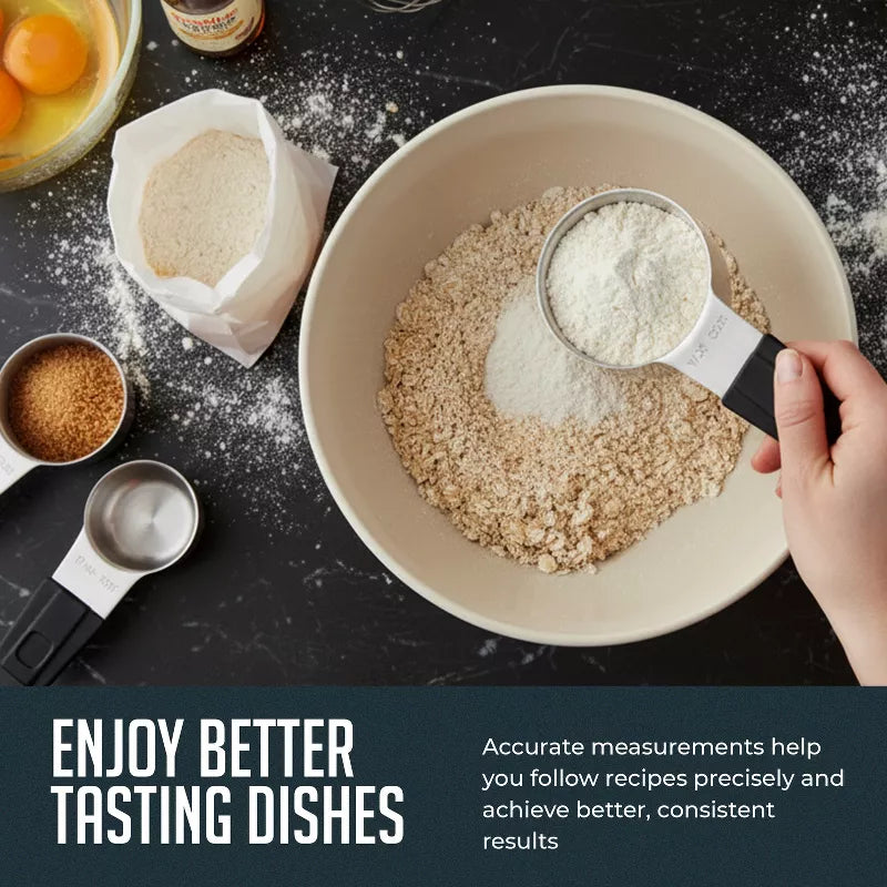 Magnetic Measuring Cups Set, 7Pc Heavy Duty Stainless Steel Nesting Measuring Cup with Easy to Read Engraved Markings for Dry & Liquid Ingredients