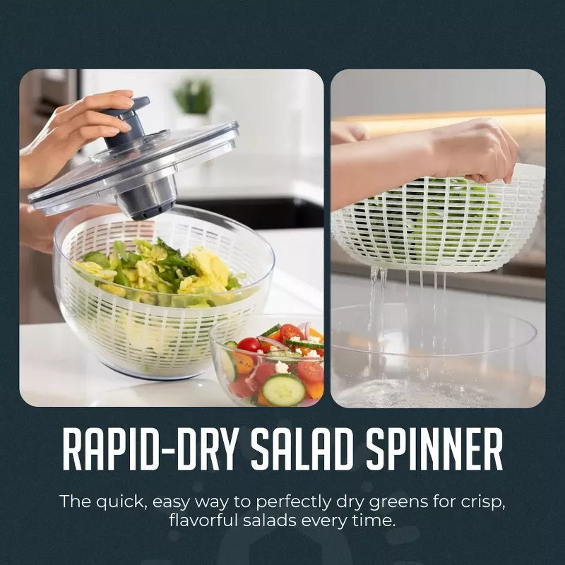 Salad Spinner with Vegetable Chopper Set, 5.3 Qt Salad Spinner, 4-in-1 Multipurpose Vegetable Chopper and Spiralizer, Salad Spinner Chopper Set