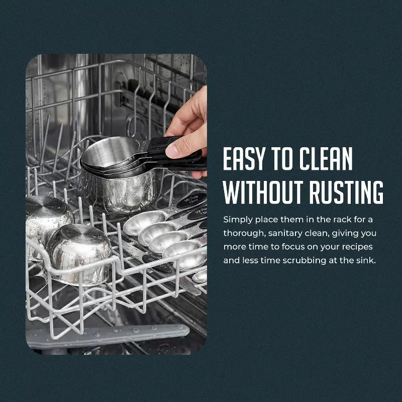 Stainless Steel Measuring Cups and Spoons Set, 16Pc Magnetic Nesting Measuring Cup and Spoon with Easy to Read Markings, Heavy duty, Dishwasher Safe