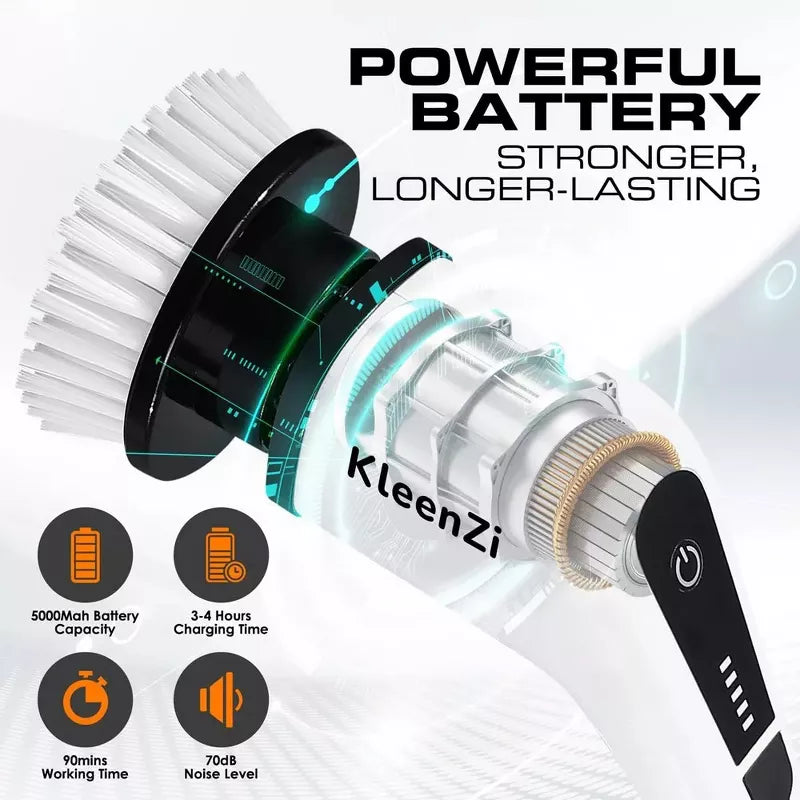 Electric Spin Scrubber Cleaning Brush 8 In 1 Shower Scrubber Adjustable Handle. For Windows, Bathrooms, Cars. Luminuxe