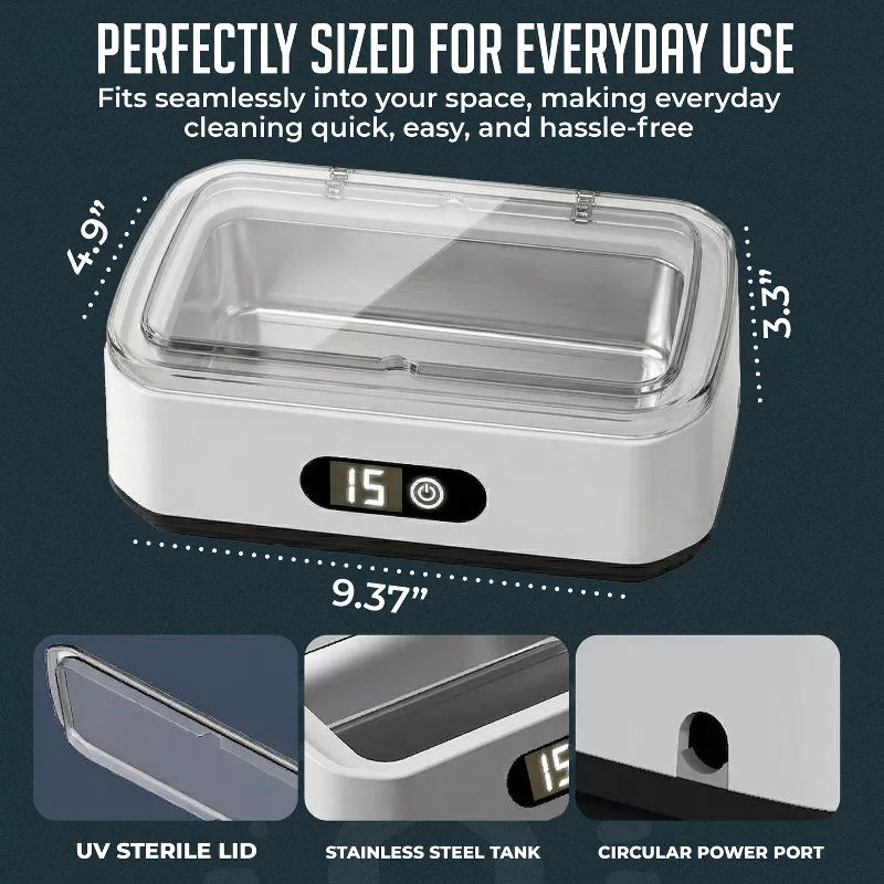 Portable Ultrasonic Jewelry Cleaner, Deep-Cleaning Machine for Eyeglasses, Watches, Dentures, Rings, Blades & More, Lightweight and Durable