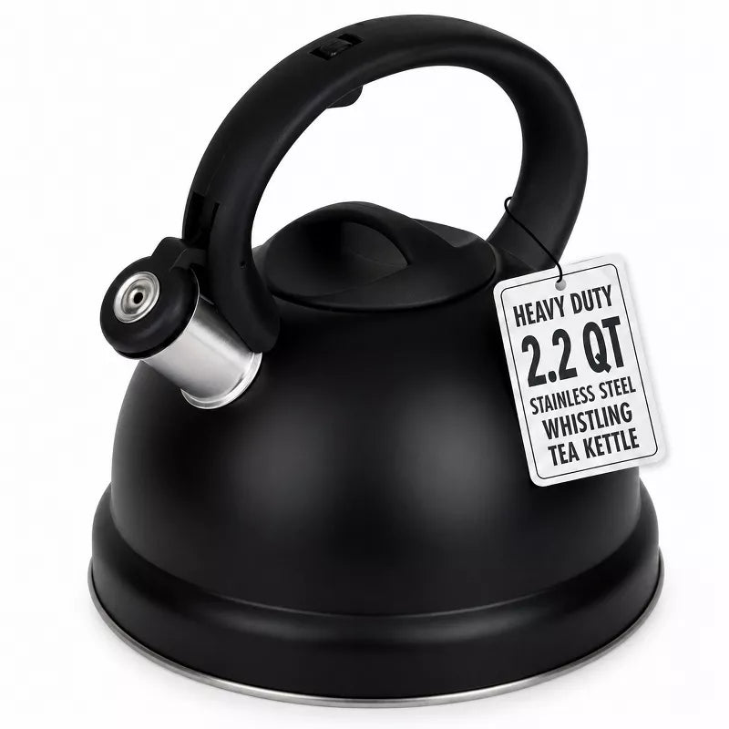Luminuxe Whistling Tea Kettle, 2.2qt Stainless Steel Stove Top Kettle with Cool-Touch Handle, Durable, Fast Boil Tea Pot for Gas or Electric Stove