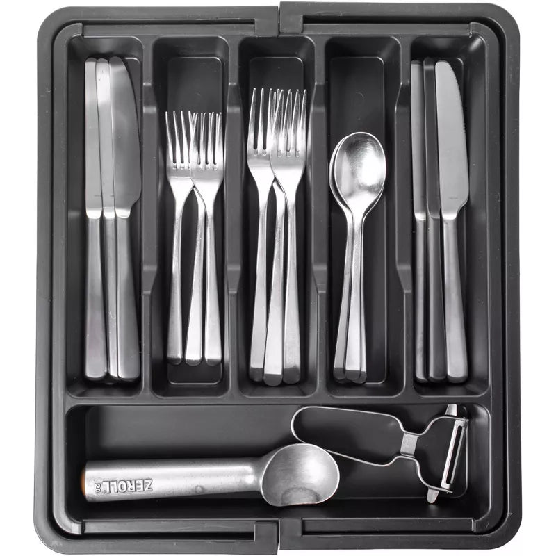 Expandable Silverware and Utensil Drawer Organizer with 8 Compartments - Space-Saving Silverware Kitchen Storage Solution, Expandable Drawer Organizer