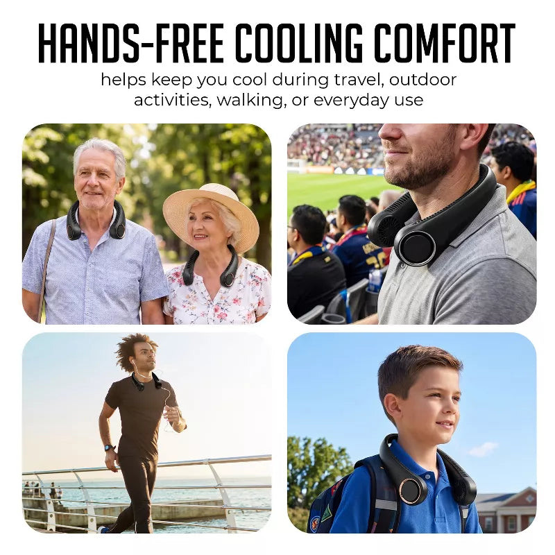 Portable Neck Fan, Rechargeable Hands-Free Wearable Fan with 3-Speed Adjustable Cooling, Lightweight Cooling Fan for Outdoor, Travel & Everyday Use