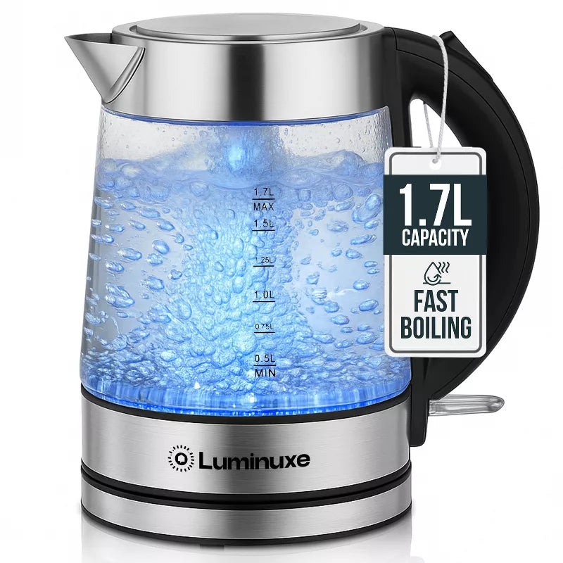Luminuxe Electric Kettle, Speed-Boil Glass Electric Water Boiler & Warmer Tea Heater, Auto Shut-Off Cool Touch Handle