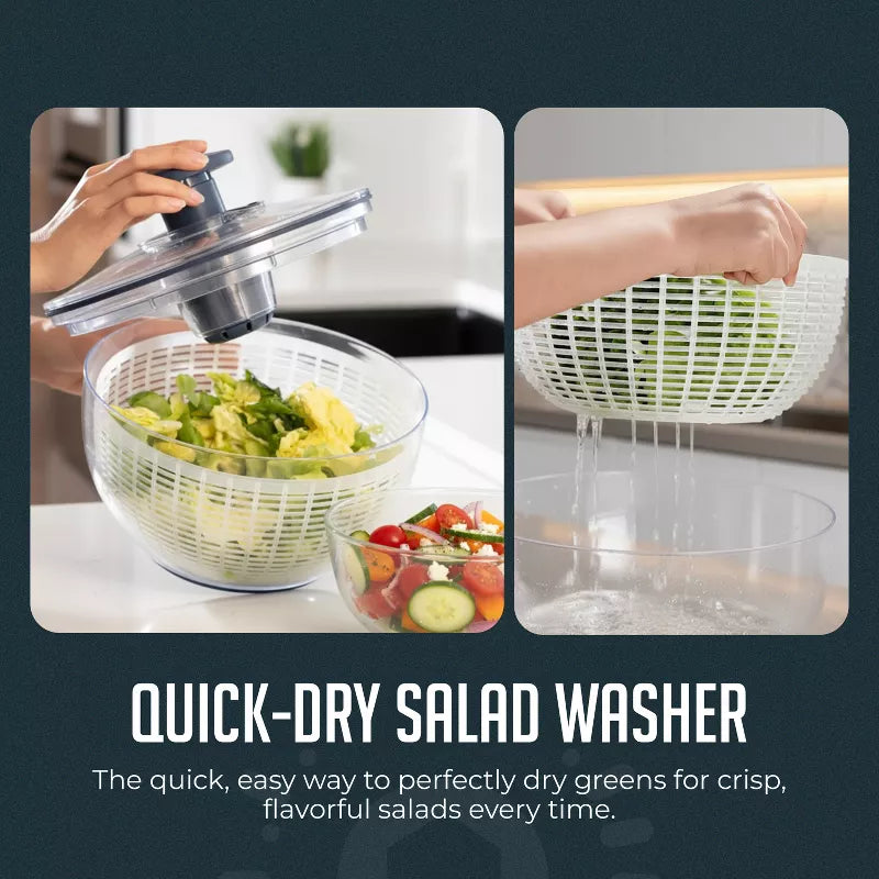 Luminuxe Salad Spinner Lettuce Spinner Vegetable Cleaner and Dryer, One-Handed Use, Built-in Draining System for Fresh, Crisp Clean Salad - 5.3 Quarts