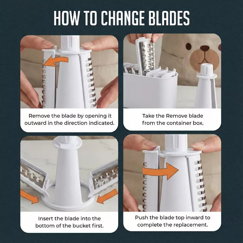 Rotary Cheese Grater with Handle, Manual Cheese Shredder Strong Suction Base. Kitchen Mandoline Vegetable Slicer. Grater for Fruit, Vegetables, Nuts