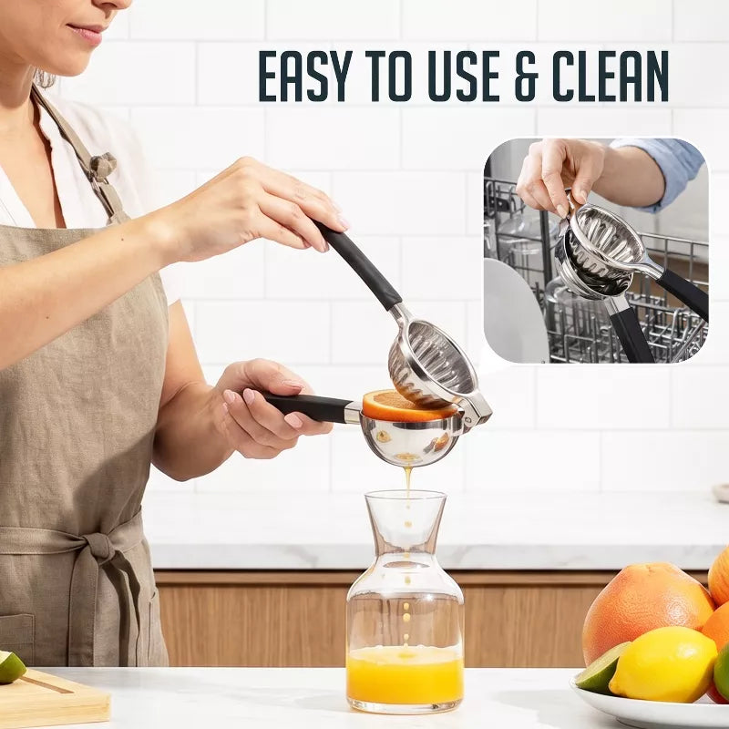 Stainless Steel Lemon Squeezer–Large Manual Citrus Juicer, Non-Slip Grip, Dishwasher Safe Design for Lemon, Lime, and Orange Juicing