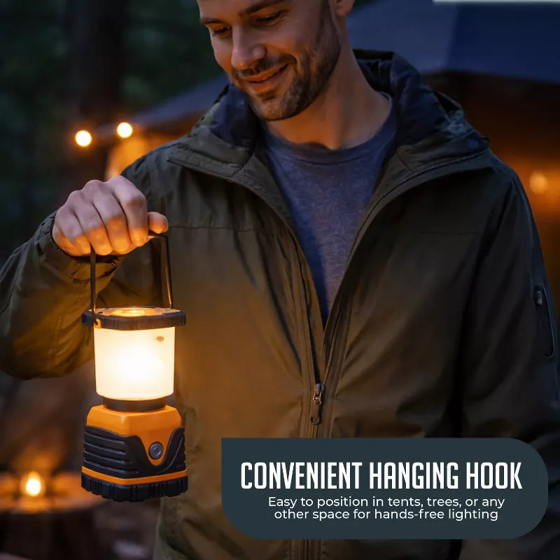 Ultra-Bright 1000LM LED Camping Lantern – Battery Powered, 4 Lighting Modes, Water Resistant with Hanging Hook & Long Battery Life