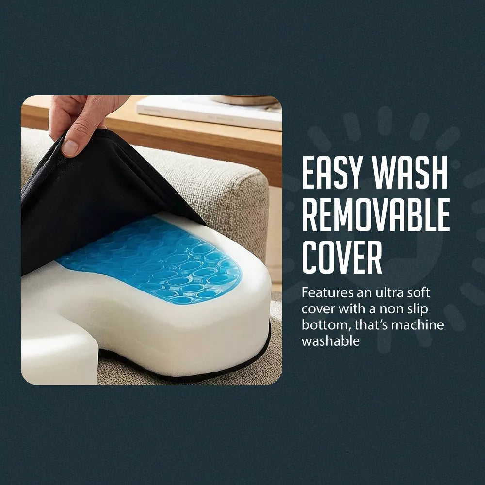 Gel Memory Foam Seat Cushion, Cooling Gel Comfort, Chair Cushions for Back & Sciatica Pain Relief, Tailbone Coccyx Support, Office & Car Seat Cushion