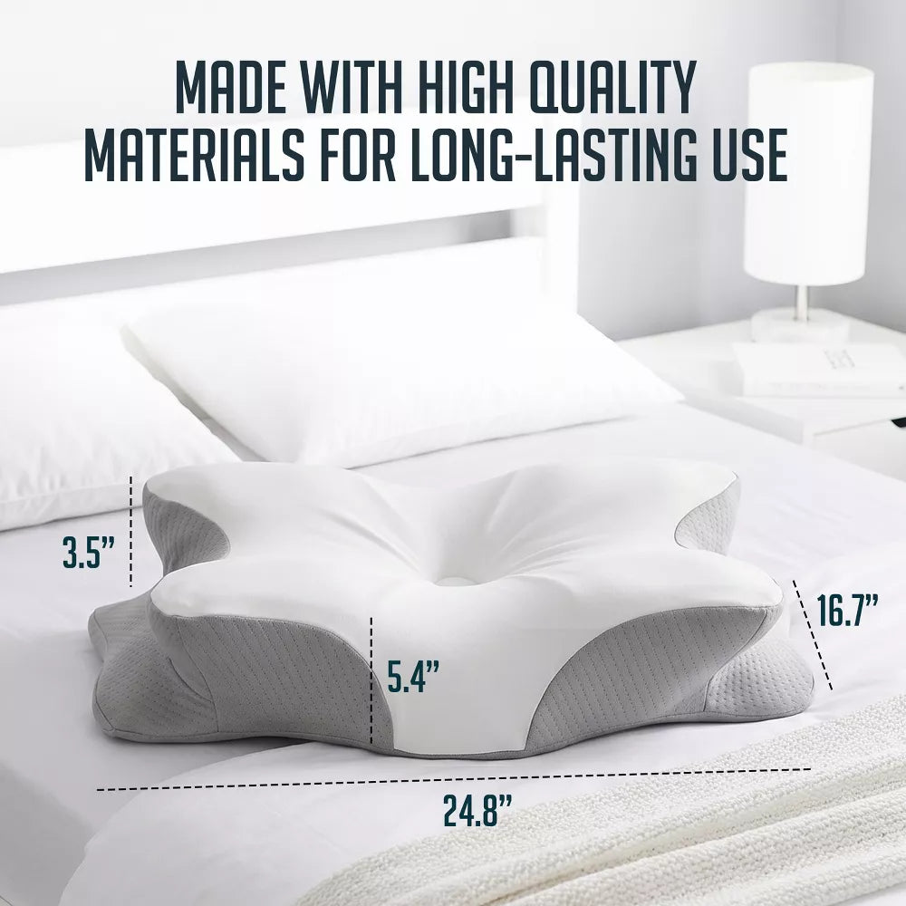Cervical Memory Foam Pillow, Orthopedic Contour Neck and Shoulder Support Pillow with Removable Breathable Cover for Side, Back and Stomach Sleepers
