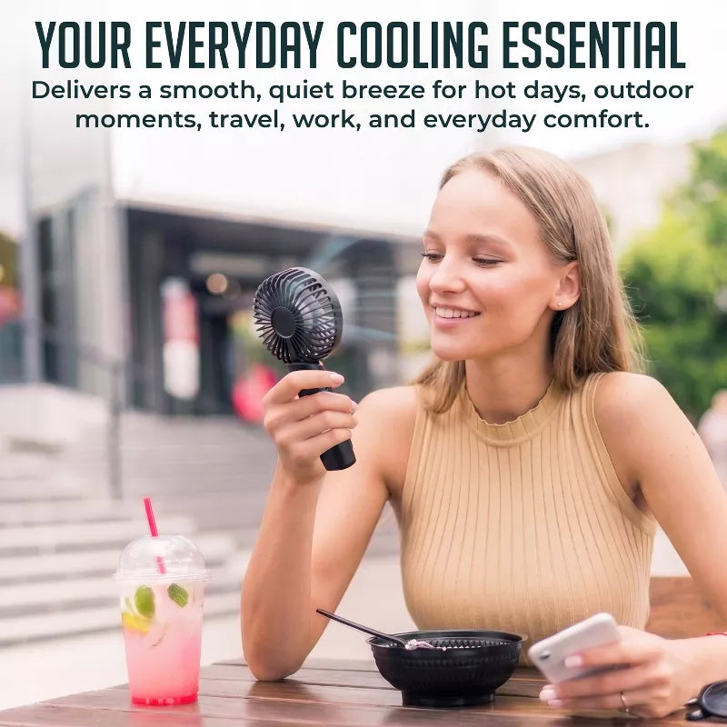 Portable Handheld Fan, USB Rechargeable Foldable Fan with 4000mAh Battery, Ultra Quiet 6-Speed Wind, LED Power Display, Mini Fan for Travel & Outdoors