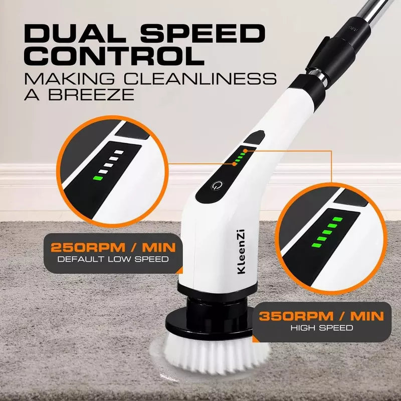 Electric Spin Scrubber Cleaning Brush 8 In 1 Shower Scrubber Adjustable Handle. For Windows, Bathrooms, Cars. Luminuxe