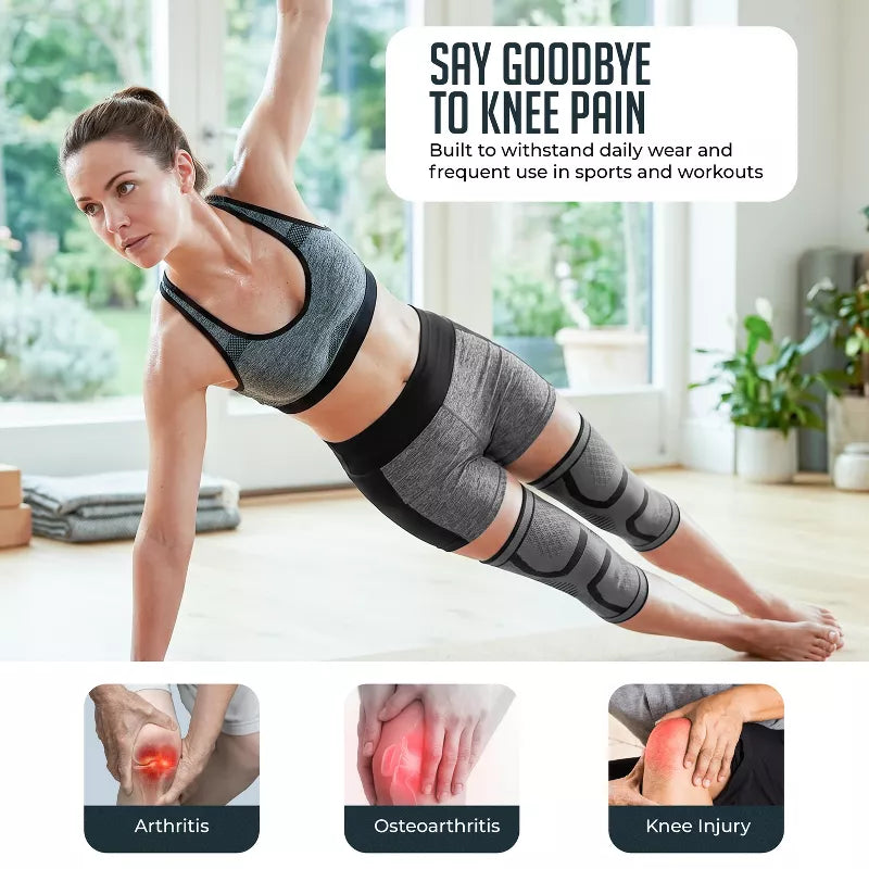 Compression Knee Brace 2 Pack Knee Support Sleeves for Running, Arthritis, ACL, Meniscus Tear Relief, Men Women Breathable Sports Knee Braces Medium