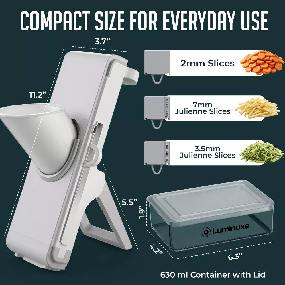 Mandoline Slicer with Container, Adjustable Thickness Vegetable Slicer, Foldable Manual Mandoline Chopper, Multipurpose Vegetable Julienne Cutter