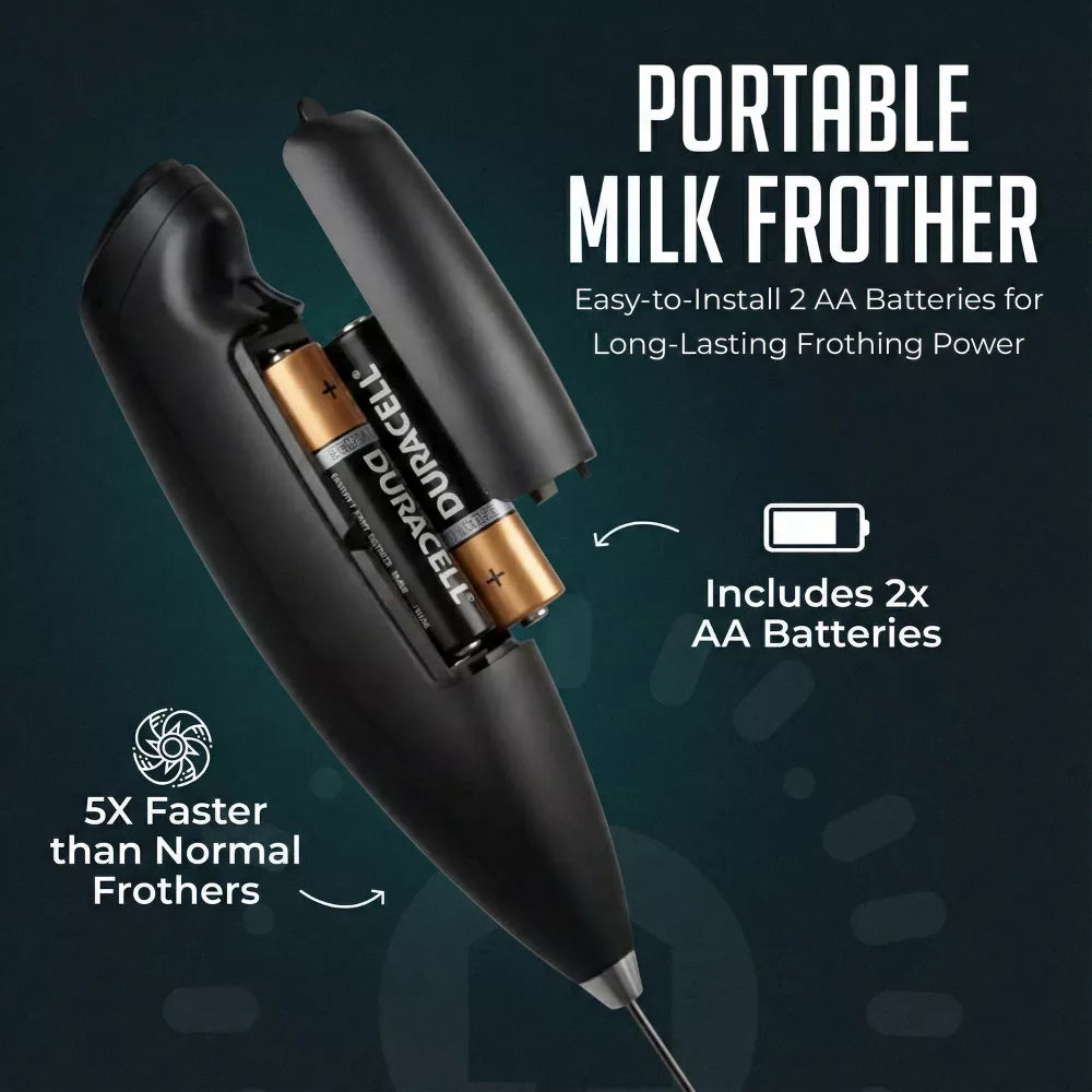 Luminuxe Milk Frother with Stand, Powerful Handheld Cordless Stainless Steel Frother, Foam Maker for Coffee, Cappuccino, Latte and Matcha Drinks