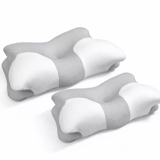 Cervical Memory Foam Pillow 2-Pack, Contour Pillow for Neck & Shoulder Relief w/ Removable Breathable Pillowcase for Side, Back and Stomach Sleepers