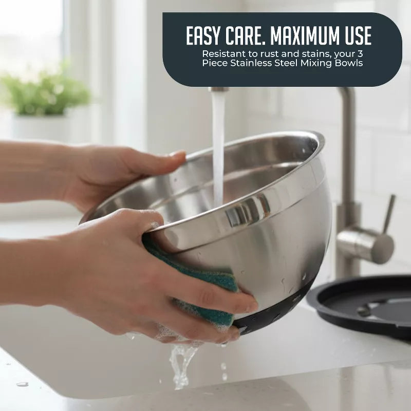 5-Piece Stainless Steel Mixing Bowls with Grater, Durable Nonslip Nesting Mixing Bowl Set with Lids, Rust Proof Kitchen Bowls for Cooking and Storage