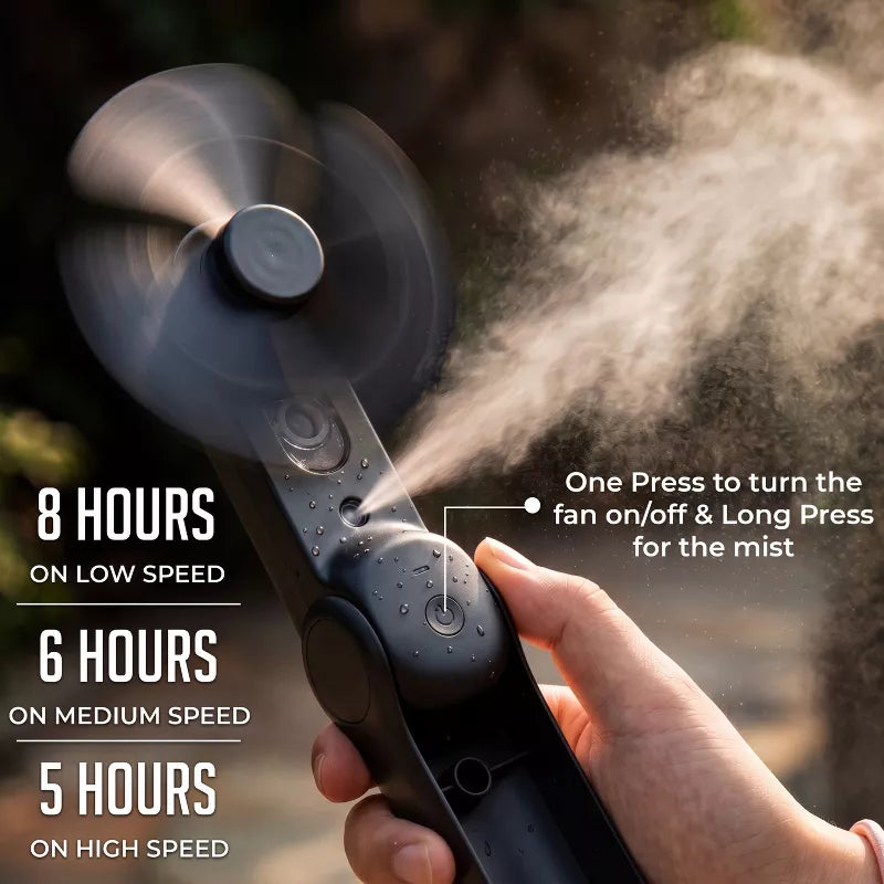 Foldable Misting Fan, Portable USB Rechargeable Handheld Water Spray Mist Fan with Soft Fan Blades, Pocket-Sized Cooling Fan for Travel & Everyday Use