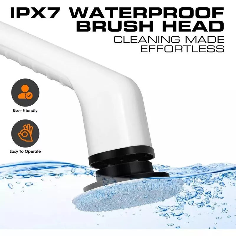 Electric Spin Scrubber Cleaning Brush 8 In 1 Shower Scrubber Adjustable Handle. For Windows, Bathrooms, Cars. Luminuxe