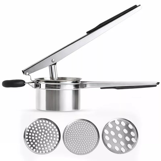 15oz Potato Ricer, Heavy Duty Stainless Steel Potato Masher and Ricer Kitchen Tool, Nonslip Handle, Press and Mash Kitchen Gadget