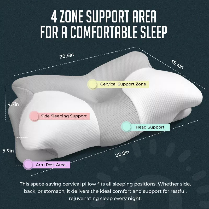 Cervical Memory Foam Pillow for Neck and Shoulder Relief, Contour Pillow with Removable, Breathable Pillowcase for Side, Back, and Stomach Sleepers