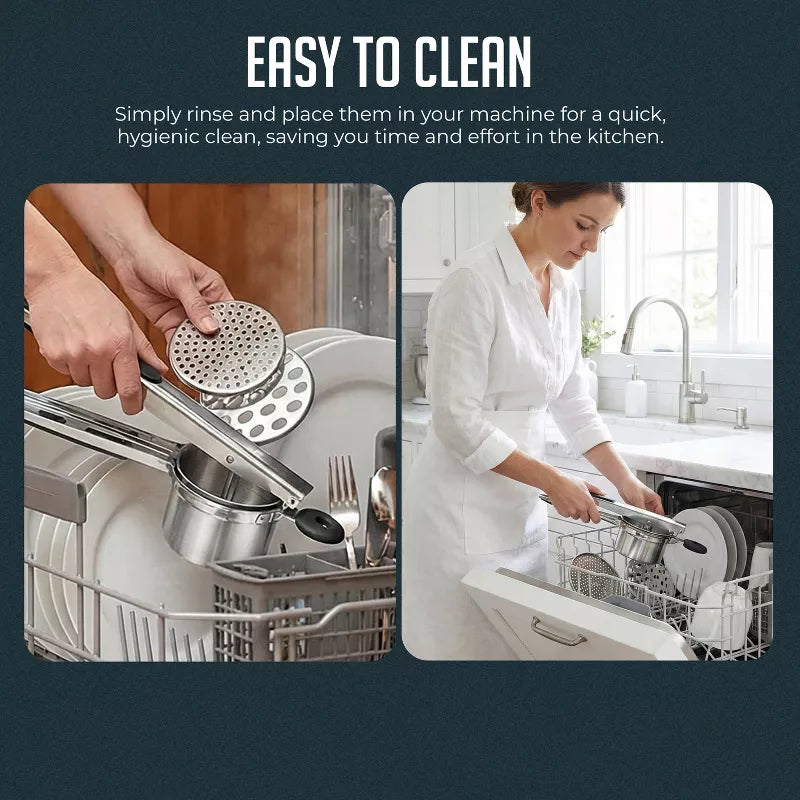 15oz Potato Ricer, Heavy Duty Stainless Steel Potato Masher and Ricer Kitchen Tool, Nonslip Handle, Press and Mash Kitchen Gadget