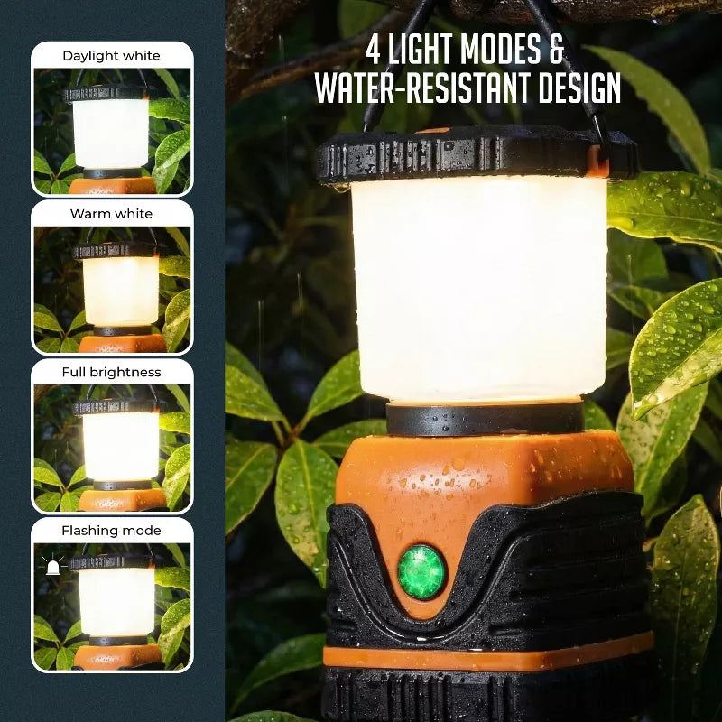 Ultra-Bright 1000LM LED Camping Lantern – Battery Powered, 4 Lighting Modes, Water Resistant with Hanging Hook & Long Battery Life