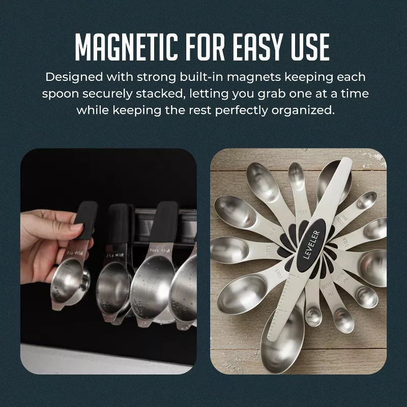 Stainless Steel Measuring Cups and Spoons Set, 16Pc Magnetic Nesting Measuring Cup and Spoon with Easy to Read Markings, Heavy duty, Dishwasher Safe