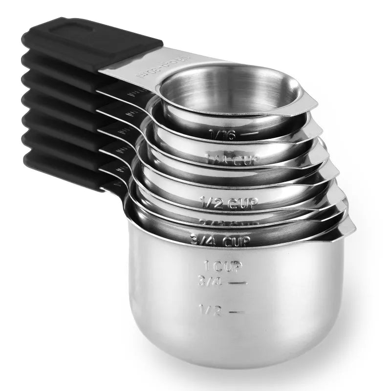 Magnetic Measuring Cups Set, 7Pc Heavy Duty Stainless Steel Nesting Measuring Cup with Easy to Read Engraved Markings for Dry & Liquid Ingredients