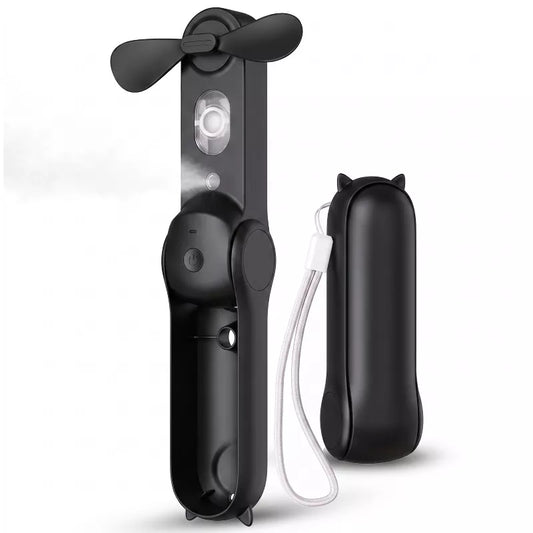 Foldable Misting Fan, Portable USB Rechargeable Handheld Water Spray Mist Fan with Soft Fan Blades, Pocket-Sized Cooling Fan for Travel & Everyday Use