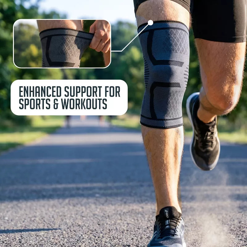 Compression Knee Brace 2 Pack Knee Support Sleeves for Running, Arthritis, ACL, Meniscus Tear Relief, Men Women Breathable Sports Knee Braces Medium