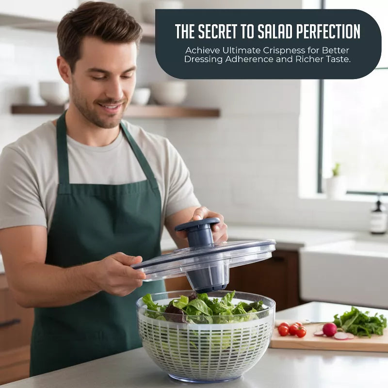 Luminuxe Salad Spinner Lettuce Spinner Vegetable Cleaner and Dryer, One-Handed Use, Built-in Draining System for Fresh, Crisp Clean Salad - 5.3 Quarts