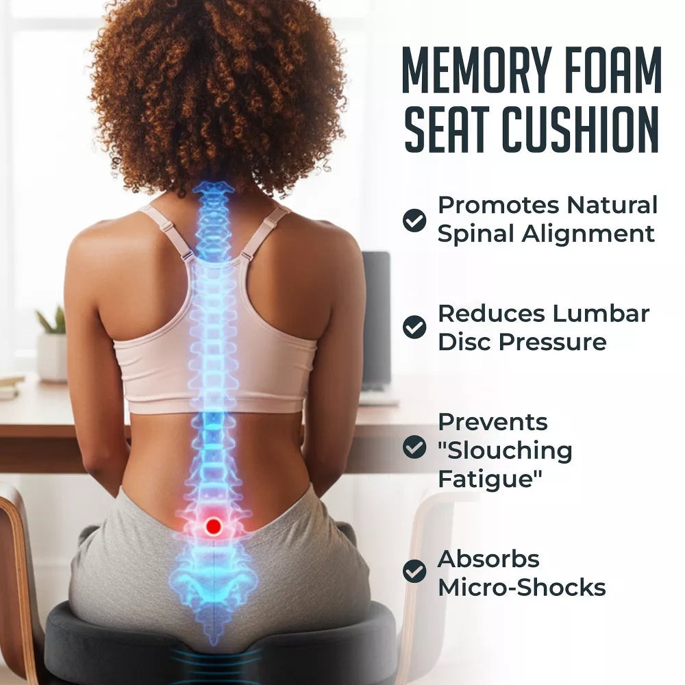 Gel Memory Foam Seat Cushion, Cooling Gel Comfort, Chair Cushions for Back & Sciatica Pain Relief, Tailbone Coccyx Support, Office & Car Seat Cushion