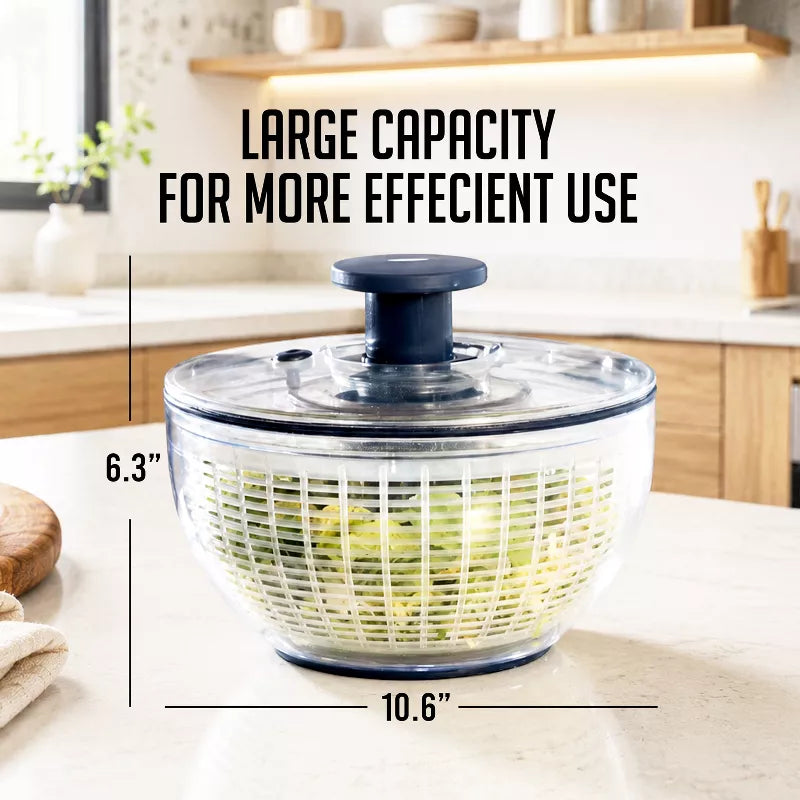 Luminuxe Salad Spinner Lettuce Spinner Vegetable Cleaner and Dryer, One-Handed Use, Built-in Draining System for Fresh, Crisp Clean Salad - 5.3 Quarts