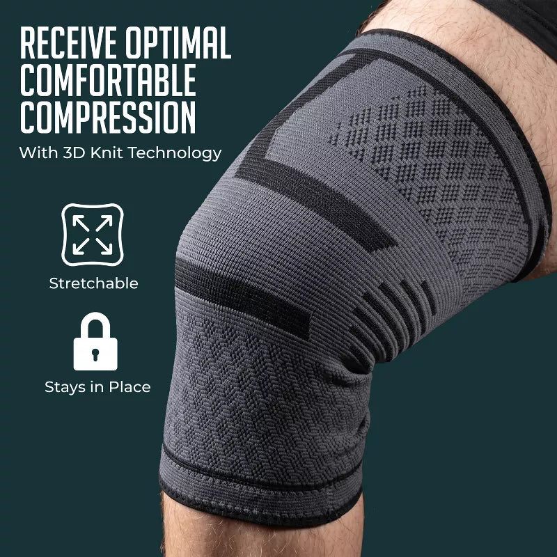 Compression Knee Brace 2 Pack Knee Support Sleeves for Running, Arthritis, ACL, Meniscus Tear Relief, Men Women Breathable Sports Knee Braces Medium