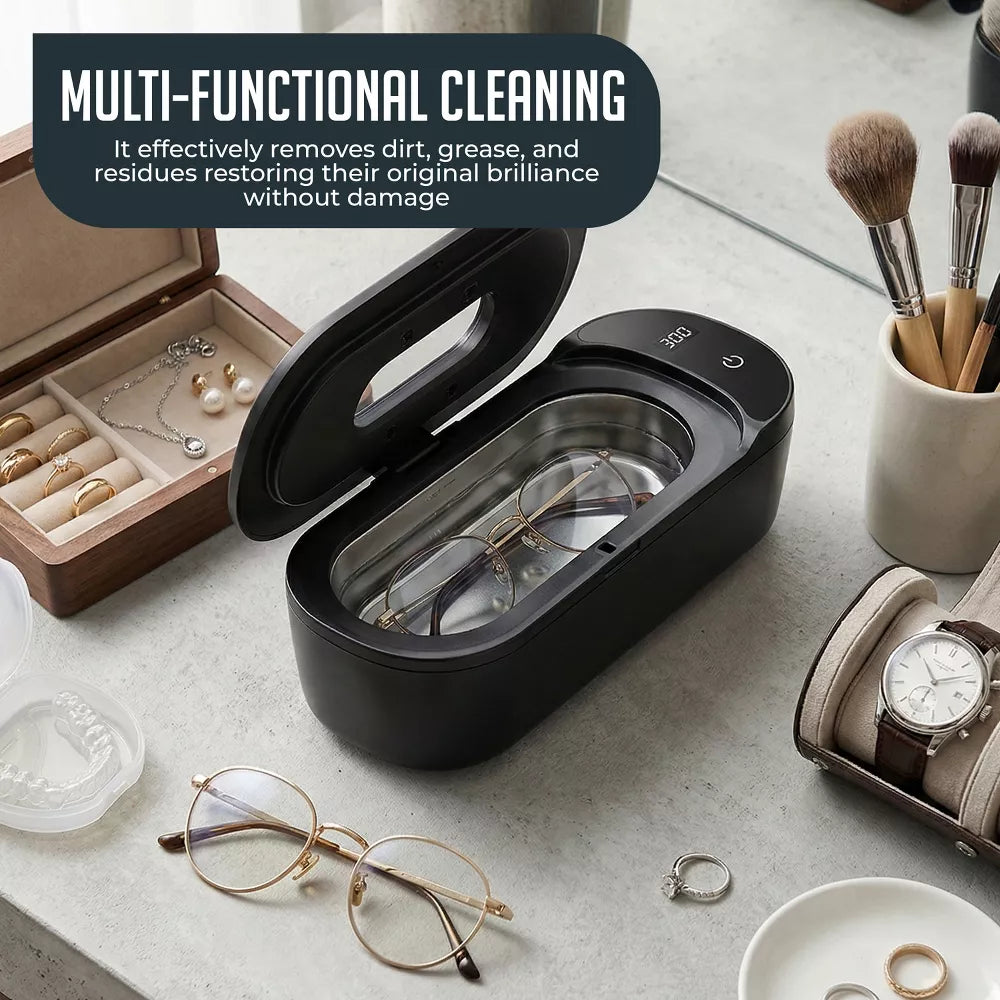 Portable Ultrasonic Jewelry Cleaner, 48KHz Deep Cleaning Machine for Jewelry, Eyeglasses, Watches & More, Lightweight Stainless Steel Jewelry Cleaner