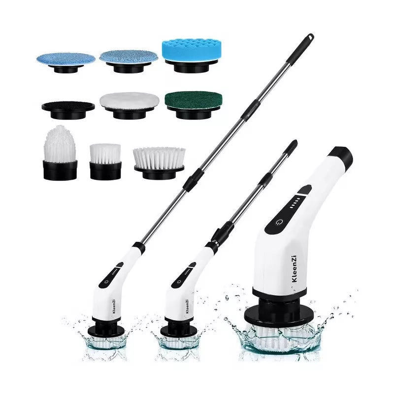 Electric Spin Scrubber, 8 in 1 Power Cleaning Brush with Adjustable 12”–54” Handle, Dual Speed, Waterproof Shower, Tile, Tub & Car Scrubber