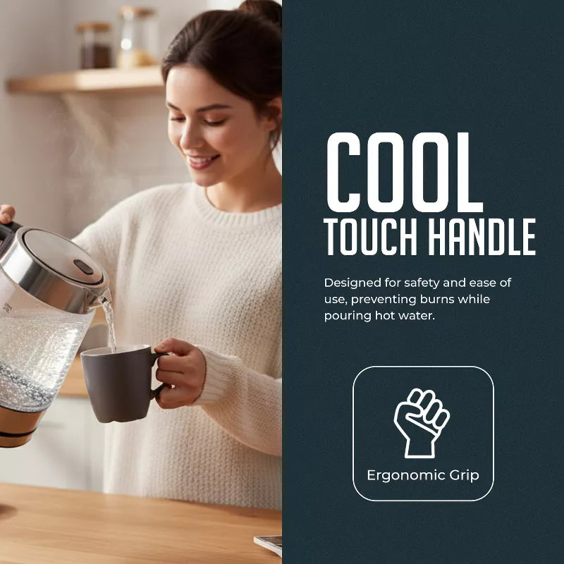 Luminuxe 1.7L Electric Kettle, Speed-Boil Glass Electric Water Boiler & Warmer Tea Heater, Auto Shut-Off Cool Touch Handle - Upgraded Version