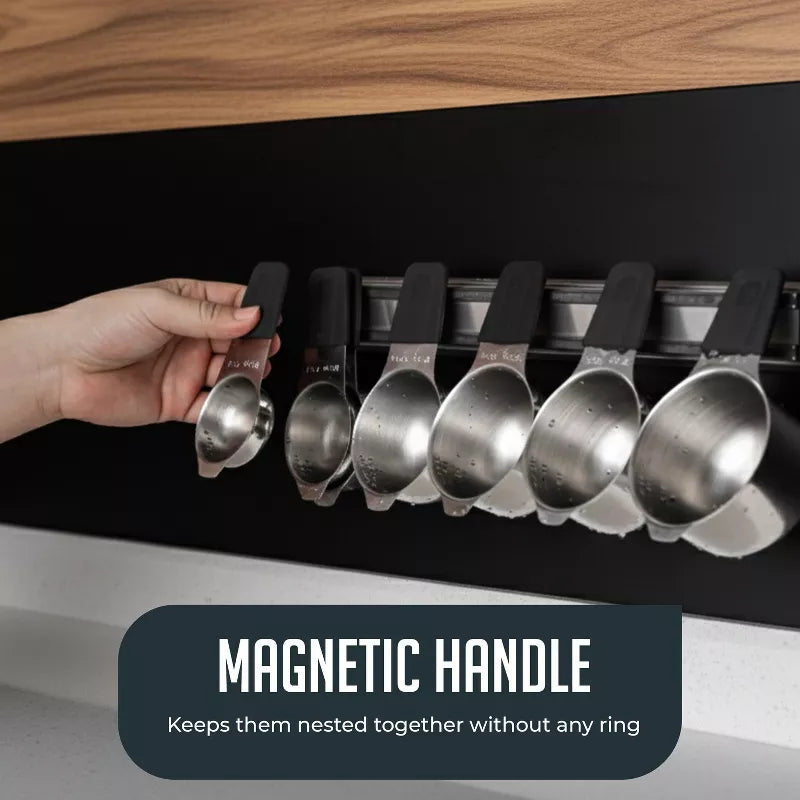 Magnetic Measuring Cups Set, 7Pc Heavy Duty Stainless Steel Nesting Measuring Cup with Easy to Read Engraved Markings for Dry & Liquid Ingredients